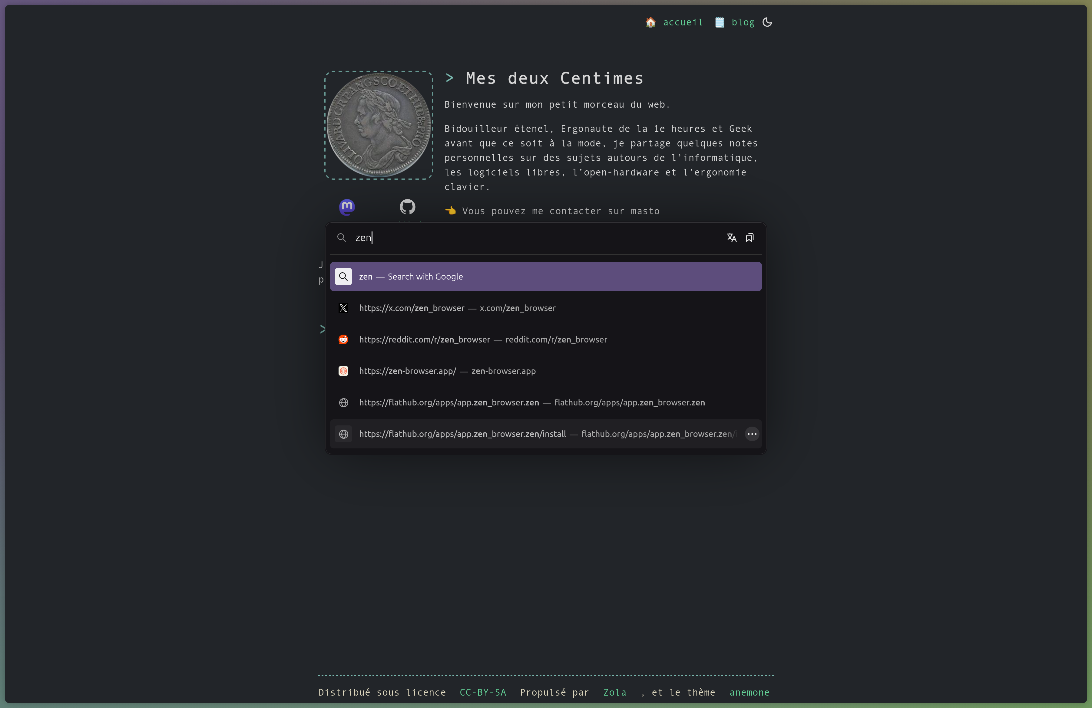 Zen, en mode compact, quand on ouvre un nouvel onglet : on reste sur la même page